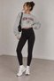 1059 Women's High Waist Gathering Premium Basic Leggings Black