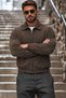 Men's Seasonal Zippered Bomber Brown Jacket - 4