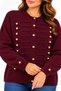 Plus size button detailed knit cardigan burgundy - 3