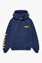 Cold Culture Printed Oversize Unisex Indigo Hoodie - 2