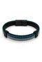 Chrome Plated Wicker Model Blue Rope Leather Detailed Men's Steel Bracelet - 4