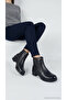 Women's Boots Genuine Leather Thick Serrated Sole Zippered Metal Buckle Detailed Biker Wedge Heel Ankle Stylish Comfortable Boots 2680-014 - 7