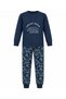 Boy's Pajama Set 100% Cotton Interlock Long Sleeve Teddy Bear Patterned Navy Blue - 3