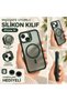 iPhone 14 Compatible Magsafe Ring Matte Transparent Silicone Case with Camera Lens Protector Gift Black