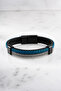 Chrome Plated Wicker Model Blue Rope Leather Detailed Men's Steel Bracelet