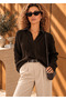 Coffee Colored Denim Garnished Hair Braided Sweater - 5