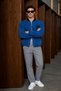 Men's Washable Vintage Bomber Dark Blue Jacket - 5