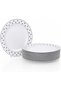 White Polka Dot Premium Disposable Serving Plates | Elegant Embossed Plastic Plates for Parties, Wed - 4