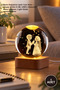 1 Piece Color Changing Lighted Glass Globe – 6 cm with Wooden Base, USB Decorative Table Lamp, Light Globe