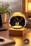 4 Lighted Glass Globes – Color Changing Table Decoration and Office Accessory with Wooden Base, USB Light Globe, 6 cm