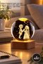 4 Color Changing Lighted Glass Globes – 6 cm with Wooden Base, Decorative Table Lamp with Usb, Light Globe