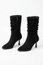 Kotersa Gathered Detailed Thin Heel Women's Boots Black Suede - 4
