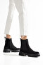 Women's Black Suede Chelsea Boots Thick Soled Zippered Winter Casual Stylish Boots 77 - 3