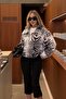 High Collar Zebra Pattern Jacket - 509450