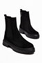 Women's Black Suede Chelsea Boots Thick Soled Zippered Winter Casual Stylish Boots 77