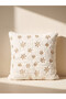 High-Quality Throw Pillow Cover with Snowflake Embroidery from Çelebi Store, 45X45 Cm.