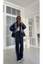 Women's Navy Blue Sequin Embroidered Patchwork Hooded Detailed Tracksuit Set - 7