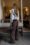 Brown Napoleon Button Detailed Wide Leg Trousers - 1113 - 6