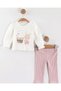 Baby Girl Set with Waffle Pants, Plush Vest and Badili for 1-2-3 Years Old, Stylish Baby Girl Set - 3