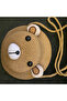 Women's Straw Bear Figure Round Shoulder Bag - Knitted Strap Bag Brown - 4