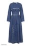 Blue Denim Dress with Wide Sleeves and Guipure Detail - 5