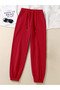Unisex Claret Red 3 Threaded 100% Cotton Elastic Cuffed Sweatpants - 2