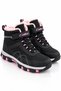 Callion Girls' Black Pink Trekking Boots with Fur Inside and Velcro Winter Outdoor Boots - 2