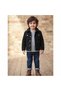 Boy's Denim Coat with Plush Inside, Black