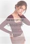 Women's Burgundy Square Neck Long Sleeve Double Layer Premium Soft Modal Cotton Blouse - 3