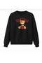 Black Crew Neck Christmas Teddy Bear Printed Sweatshirt