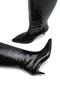 Black Wrinkled Patent Leather Low Flat Heeled Pull-On Boots - 7