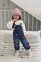 Floral Appliqué Denim Salopet and Lace Collar Blouse Girls' 2-Piece Set - Blue - 2