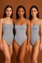 3 Pieces of Snap Fastener Badi Gray Premium Cotton Lycra Bodysuit