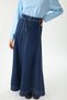 Skirt with Decorative Stitching and Segments, Denim Skirt, Dark Blue - 6