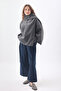 Short Coat with Scarf Anthracite - 2