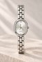 Silver Color Women's Wristwatch – Oval Case, Radiant Textured Silver Dial, and Elegant Bracelet Strap