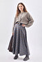 Plaid Cut-Out Skirt Blue - 4