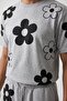 Men's Shorts T-Shirt Set Daisy Patterned 100% Cotton Summer Top and Bottom Set - Gray - 4