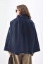 Short Coat with Scarf Navy Blue - 6