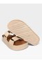 Women's Stone Detailed Cork High-Soled Slippers Beige - 5