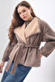 Asymmetrical Closure Short Coat Brown - 2