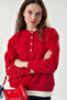 Button Detailed Garnished T-Shirt Red - 4