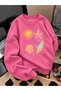 Crew Neck Sweatshirt for Girls, Printed 3-Yarn Threaded Winter Sweatshirt