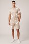 Men's Shorts T-Shirt Set Daisy Patterned 100% Cotton Summer Top and Bottom Set - Stone