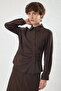 Flared Linen Shirt Coffee - 4