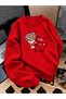 Crew Neck Sweatshirt for Girls, Printed 3-Yarn Threaded Winter Sweatshirt