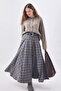 Plaid Cut-Out Skirt Blue