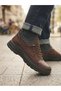 Men's Brown Genuine Leather Orthopedic Thick Platform High Sole Dad Comfortable Daily Walking Shoes - 5