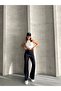 Modal Fabric Waist Belted Palazzo Trousers with Grass Detail - 3