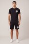 Men Shorts T-Shirt Set Gothic B Letter Printed 100% Cotton Summer Bottom Top Set - Black